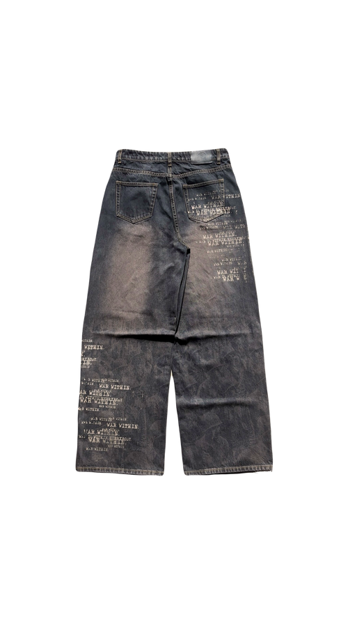 1 of 3 “TRENCH" Edition Baggy Battle Scarred denim