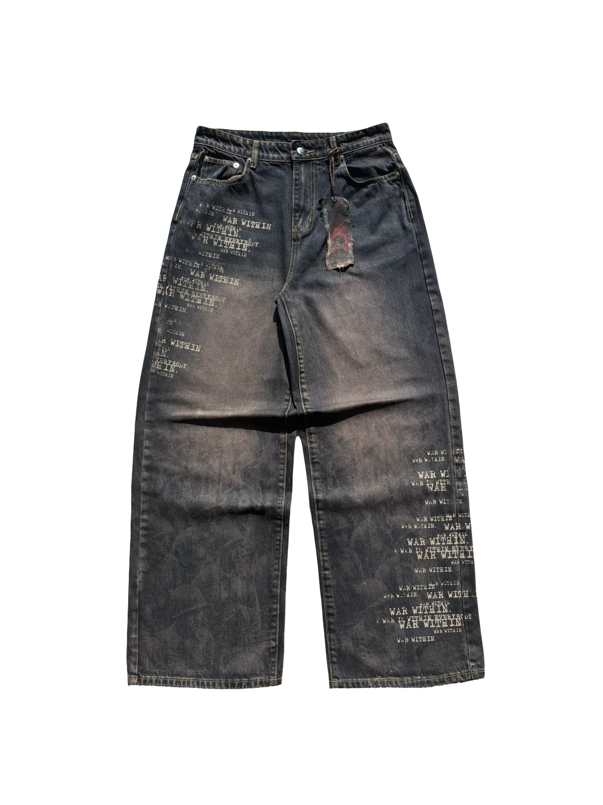 1 of 3 “TRENCH" Edition Baggy Battle Scarred denim